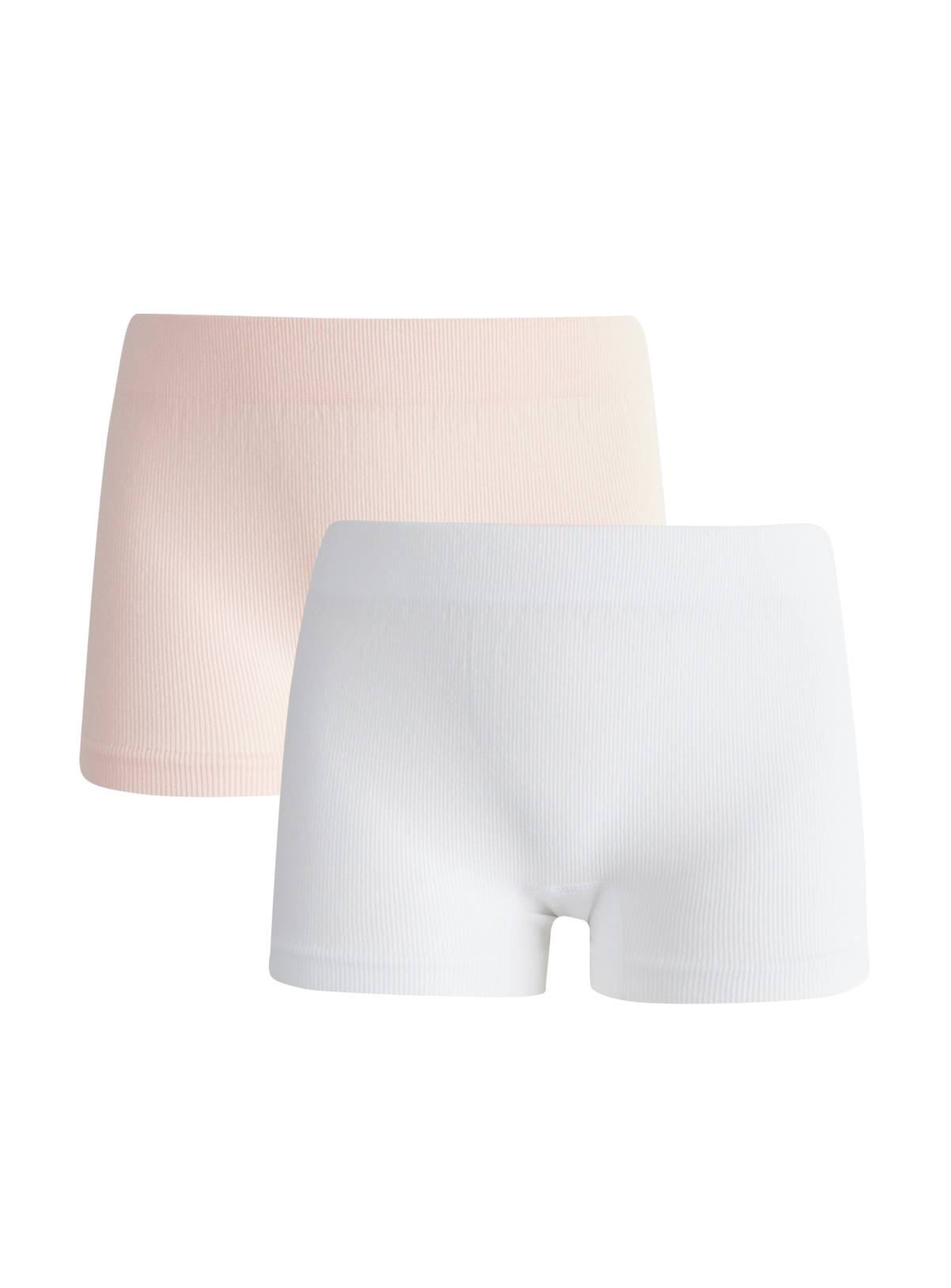 White & Pink Seamfree Ribbed Short Briefs 2 Pack 10-12 years - Image 1